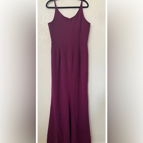 New Dress the Population Iris Slit Crepe Trumpet Gown Dark Magenta Sz XXL - Picture 3 of 10